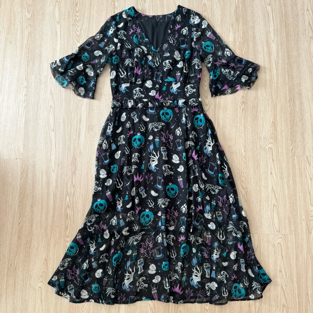 Disney villains chiffon ruffle trim midi dress nwot - Picture 4 of 4
